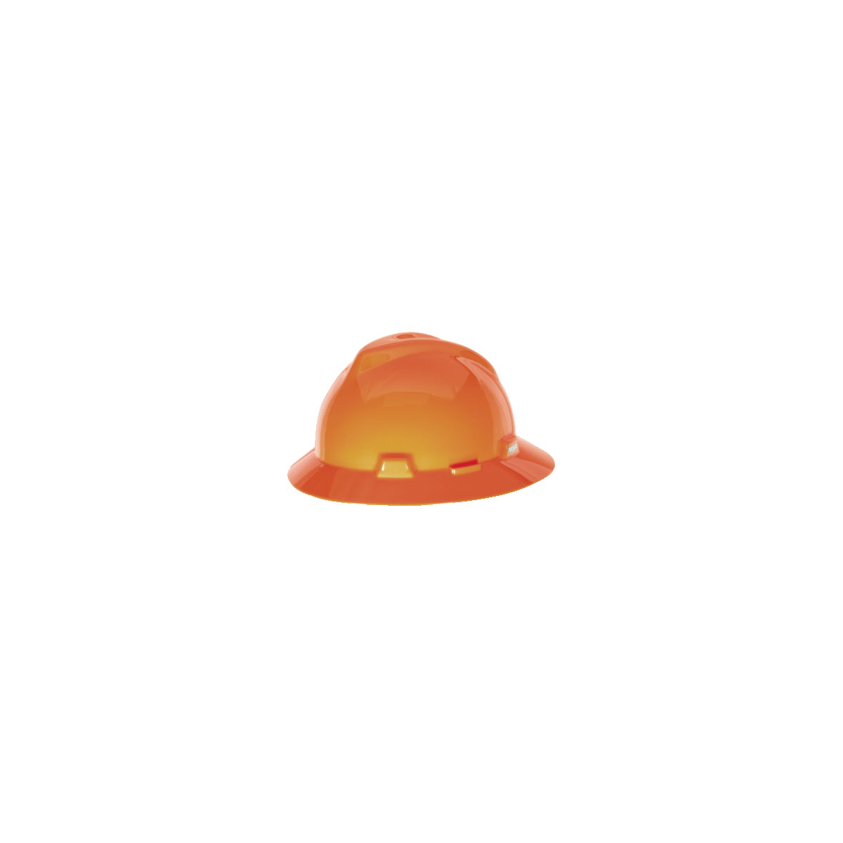 MSA V-Gard® Full Brim Hard Hats - V-Gard Slotted Full-Brim Hat, Hi-Viz Orange, w/Staz-On Suspension