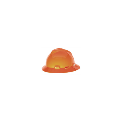 MSA V-Gard® Full Brim Hard Hats - V-Gard Slotted Full-Brim Hat, Hi-Viz Orange, w/Staz-On Suspension