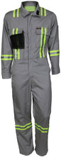 MCR Safety SBC2031 - Summit Breeze® Flame Resistant (FR) Coverall - Gray 7-ounce 100% Cotton - Long Sleeve - 3 Inch Triple Trim FR Reflective Stripes - CAT2 - Patented Underarm and Back Vents - Ultimate Solution for Comfort, Protection, and Heat Stress