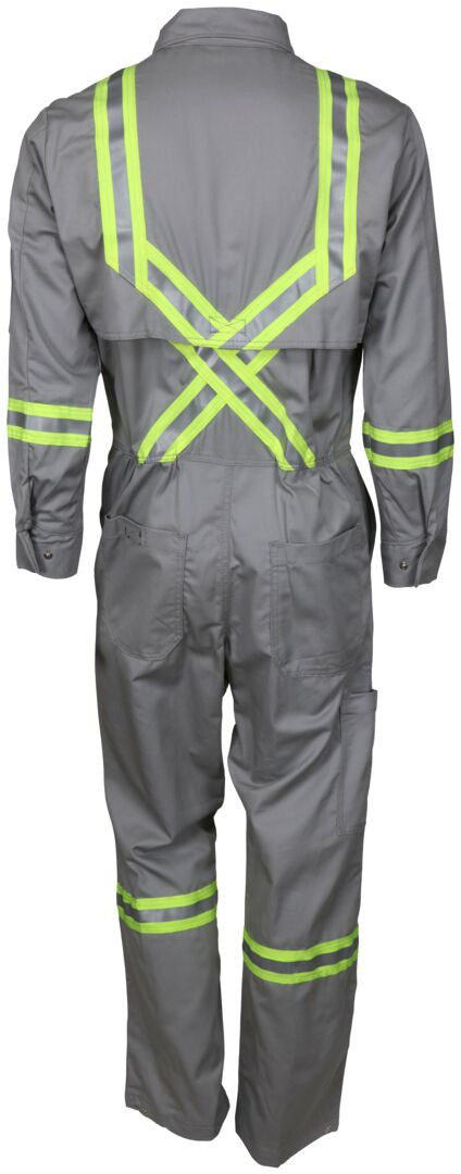 MCR Safety SBC2031 - Summit Breeze® Flame Resistant (FR) Coverall - Gray 7-ounce 100% Cotton - Long Sleeve - 3 Inch Triple Trim FR Reflective Stripes - CAT2 - Patented Underarm and Back Vents - Ultimate Solution for Comfort, Protection, and Heat Stress — manufacturer image 3