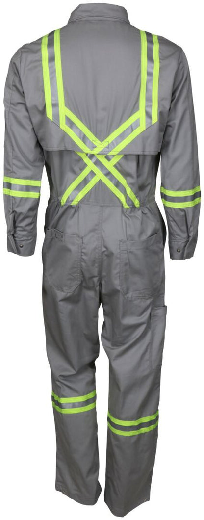 MCR Safety SBC2031 - Summit Breeze® Flame Resistant (FR) Coverall - Gray 7-ounce 100% Cotton - Long Sleeve - 3 Inch Triple Trim FR Reflective Stripes - CAT2 - Patented Underarm and Back Vents - Ultimate Solution for Comfort, Protection, and Heat Stress — manufacturer image 3