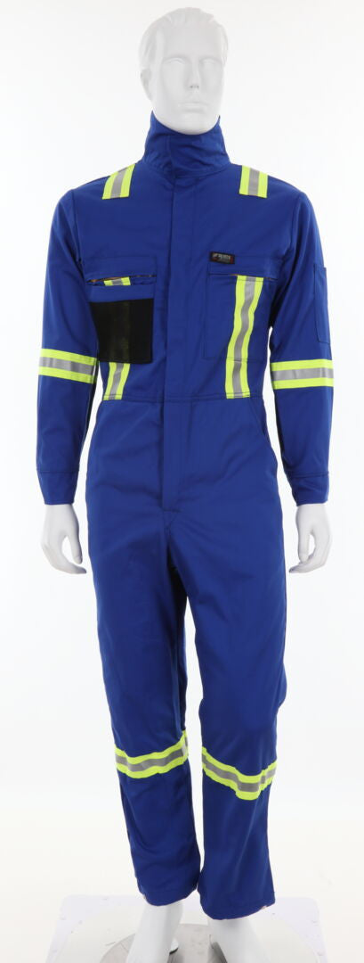 MCR Safety SBC2035 - Summit Breeze® Flame Resistant (FR) Coverall - Royal Blue 7-ounce 100% Cotton Material - Long Sleeve with Vented Underarms and Back - 3-Inch Triple Trim FR Reflective Stripes - CAT 2 — manufacturer image 2