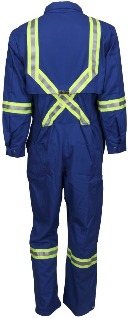 MCR Safety SBC2035 - Summit Breeze® Flame Resistant (FR) Coverall - Royal Blue 7-ounce 100% Cotton Material - Long Sleeve with Vented Underarms and Back - 3-Inch Triple Trim FR Reflective Stripes - CAT 2 — manufacturer image 3