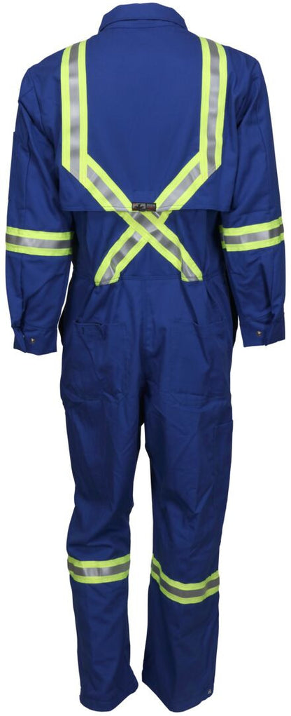 MCR Safety SBC2035 - Summit Breeze® Flame Resistant (FR) Coverall - Royal Blue 7-ounce 100% Cotton Material - Long Sleeve with Vented Underarms and Back - 3-Inch Triple Trim FR Reflective Stripes - CAT 2 — manufacturer image 3