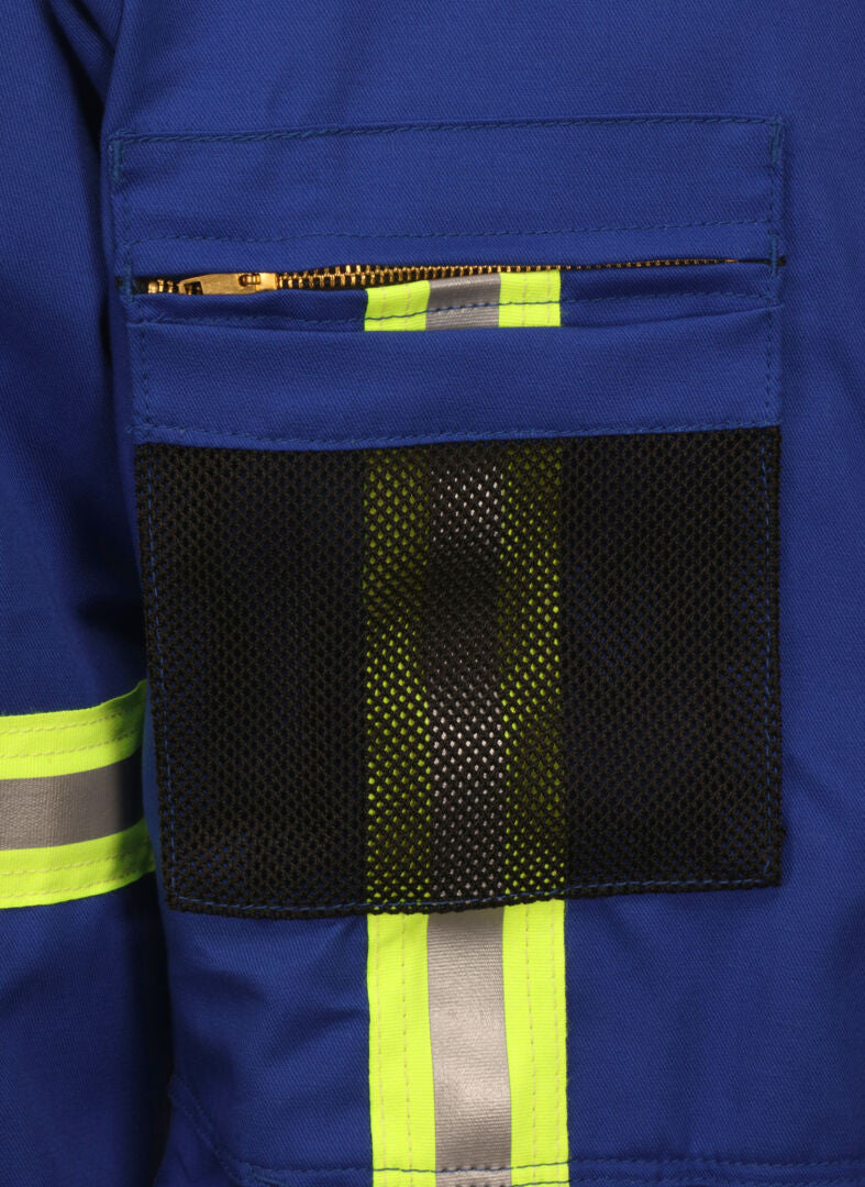 MCR Safety SBC2035 - Summit Breeze® Flame Resistant (FR) Coverall - Royal Blue 7-ounce 100% Cotton Material - Long Sleeve with Vented Underarms and Back - 3-Inch Triple Trim FR Reflective Stripes - CAT 2 — manufacturer image 10