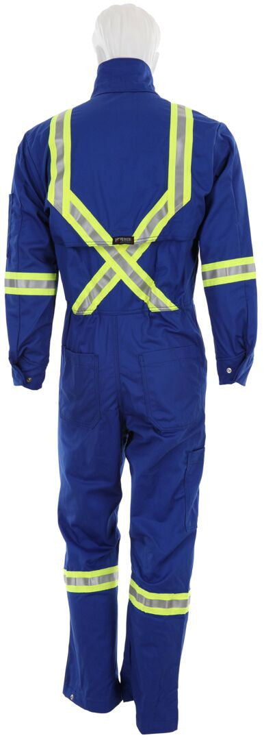 MCR Safety SBC2035 - Summit Breeze® Flame Resistant (FR) Coverall - Royal Blue 7-ounce 100% Cotton Material - Long Sleeve with Vented Underarms and Back - 3-Inch Triple Trim FR Reflective Stripes - CAT 2 — manufacturer image 8