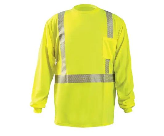 Occunomix Long Sleeve Ocx Patented Segmented Tape T-Shirt W/Pocket Hi-Vis Shirts Yellow S model LUX-TLSP2B-YS