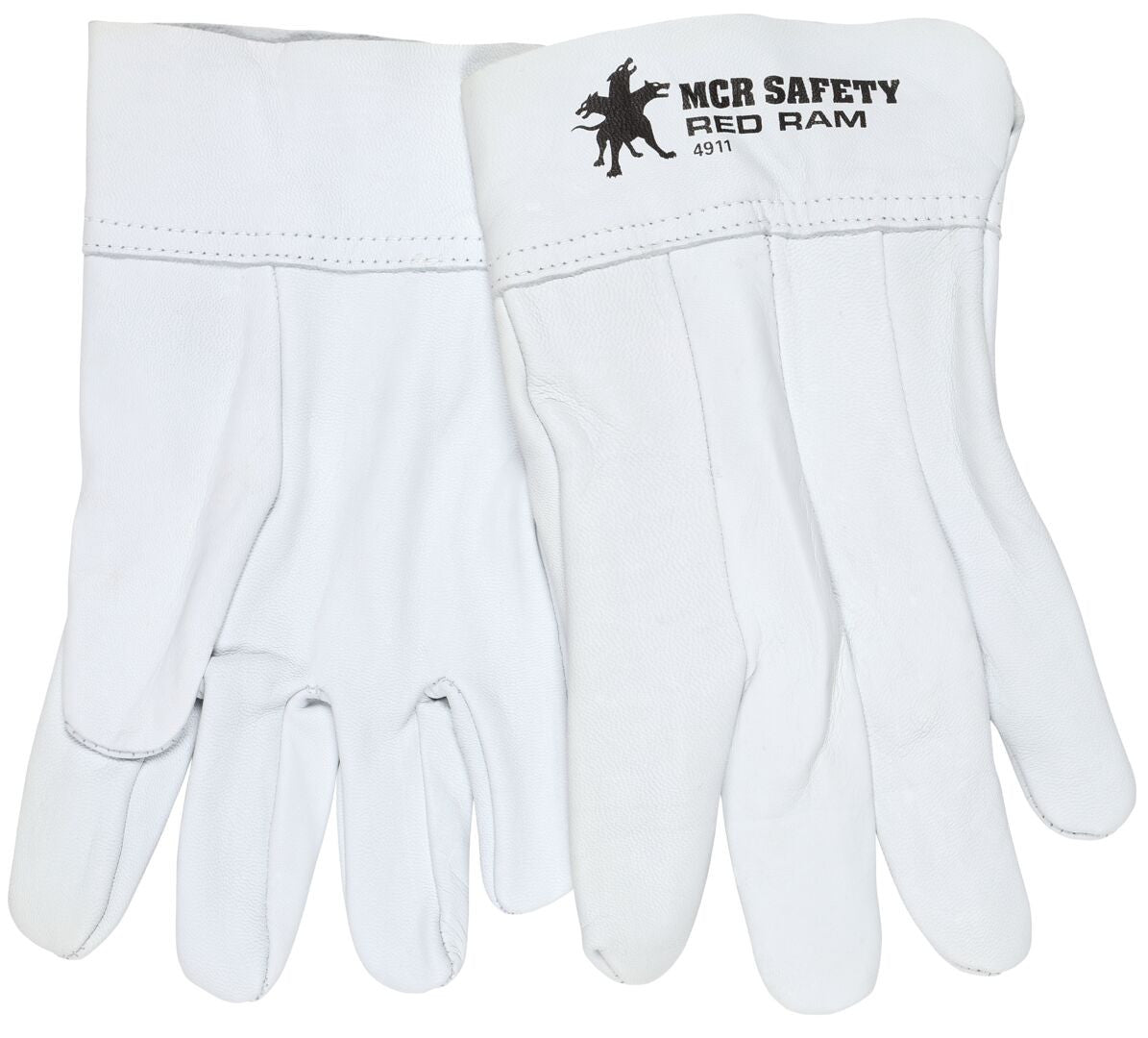 Red Ram Grain Goatskin Welding Gloves, Clute Pattern, Band Top Cuff
