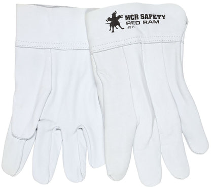 Red Ram Grain Goatskin Welding Gloves, Clute Pattern, Band Top Cuff