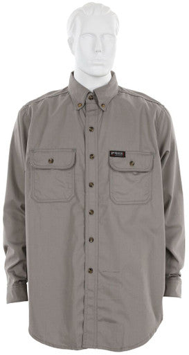MCR Safety SBS2001 - Summit Breeze ® Flame Resistant (FR) Shirt - Gray 7-ounce 100 % Cotton Material - Long Sleeve Shirt with Vented Underarms and Back - CAT 2 - ASTM F1930 Tested - Zero 2nd and 3rd Degree Burn when Wearing our P2D FR Jeans!