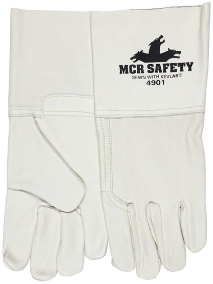 Grain Cowhide MIG/TIG Welding Gloves, Kevlar Sewn, Leather Gauntlet Cuff