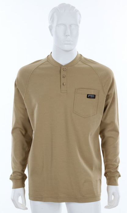 MCR Safety H1T - MCR Safety FR Gear - Tan Flame Resistant (FR)Work Shirt - Long Sleeve Henley Shirt - 100% Cotton - NFPA 70E and NFPA 2112 Compliant — manufacturer image 2
