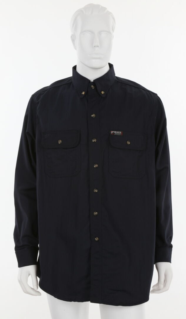 MCR Safety SBS2002 - Summit Breeze® Flame Resistant (FR) Shirt - Navy Blue 7-ounce 100% Cotton Material - Long Sleeve with Vented Underarms and Back - CAT-2 - ASTM F1930 Tested - Zero 2nd and 3rd Degree Burn when wearing our P2D FR Jeans — manufacturer image 2
