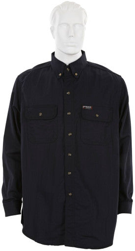 MCR Safety SBS2002 - Summit Breeze® Flame Resistant (FR) Shirt - Navy Blue 7-ounce 100% Cotton Material - Long Sleeve with Vented Underarms and Back - CAT-2 - ASTM F1930 Tested - Zero 2nd and 3rd Degree Burn when wearing our P2D FR Jeans