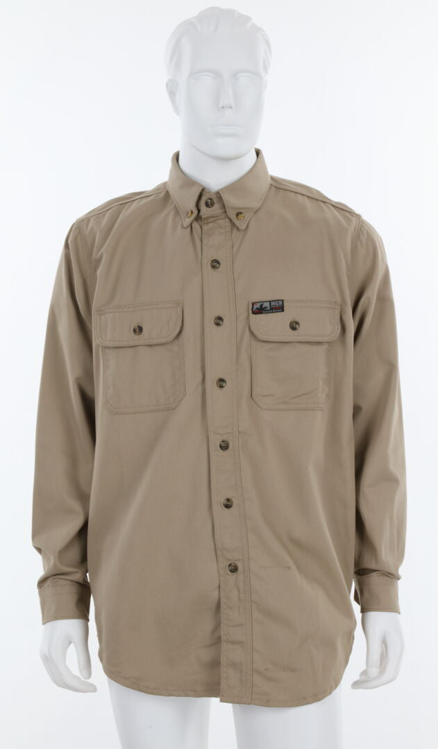 MCR Safety SBS2003 - Summit Breeze® Flame Resistant (FR) Shirt - Tan 7-ounce 100% Cotton Material - Long Sleeve with Vented Underarms and Back - CAT2 - ASTM F1930 Tested - Zero 2nd and 3rd Degree Burn when Wearing our P2D FR Jeans! — manufacturer image 2