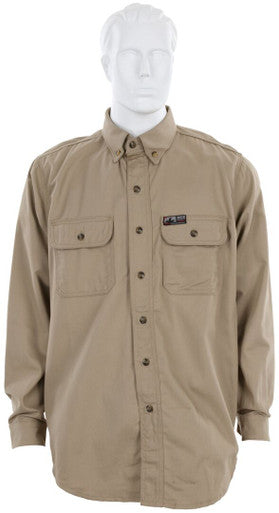 MCR Safety SBS2003 - Summit Breeze® Flame Resistant (FR) Shirt - Tan 7-ounce 100% Cotton Material - Long Sleeve with Vented Underarms and Back - CAT2 - ASTM F1930 Tested - Zero 2nd and 3rd Degree Burn when Wearing our P2D FR Jeans!