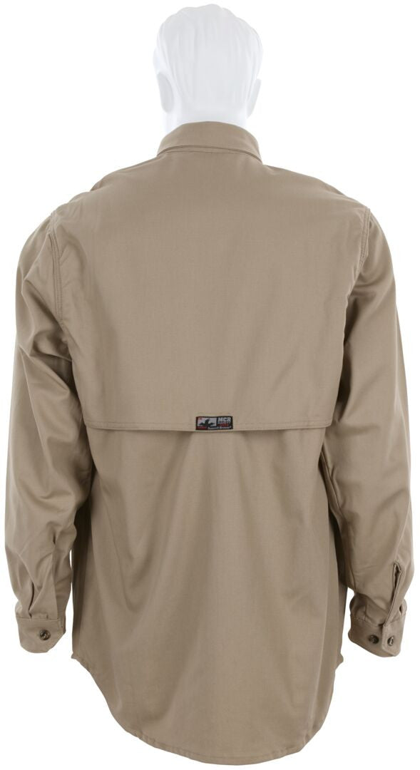 MCR Safety SBS2003 - Summit Breeze® Flame Resistant (FR) Shirt - Tan 7-ounce 100% Cotton Material - Long Sleeve with Vented Underarms and Back - CAT2 - ASTM F1930 Tested - Zero 2nd and 3rd Degree Burn when Wearing our P2D FR Jeans! — manufacturer image 3