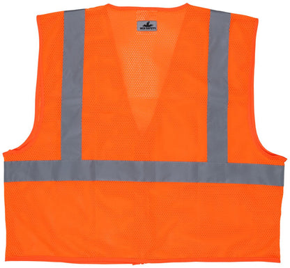 MCR Safety VCL2MOP - Hi-Vis Orange Safety Vest - 2 Inch Silver Reflective Stripes - Zipper Front Closure - Meets ANSI/ISEA 107 2020 Standard - Type R Class 2 Compliant - Breathable Safety Vest with Mesh Fabric — manufacturer image 3