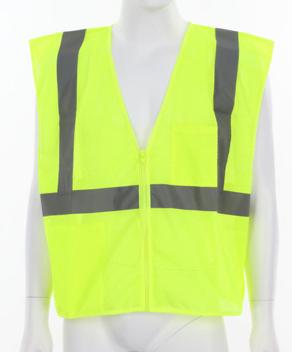 MCR Safety VCL2MLP - Hi-Vis Lime Safety Vest - 2 Inch Silver Reflective Stripes - Meets ANSI/ISEA 107 2020 Standard - Type R Class 2 Compliant - Zipper Front Closure - Breathable Safety Vest with Mesh Fabric — manufacturer image 2
