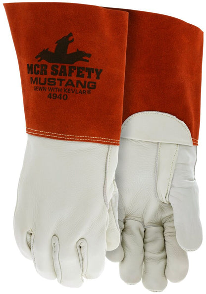 Mustang MIG/TIG Welding Gloves, Top-Grain Cowhide, Kevlar-Sewn, 5-Inch Bell Cuff