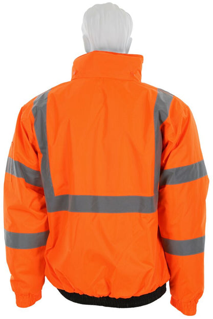MCR Safety VBBQCL3O - Luminator® Series - Two Tone Value Bomber Jacket - Meets ANSI/ISEA 107 2020 Standards - Type R Class 3 Compliant - Quilted Rain Jacket with Silver Reflective Stripes - Quilted Liner Adds Warmth and Comfort — manufacturer image 6