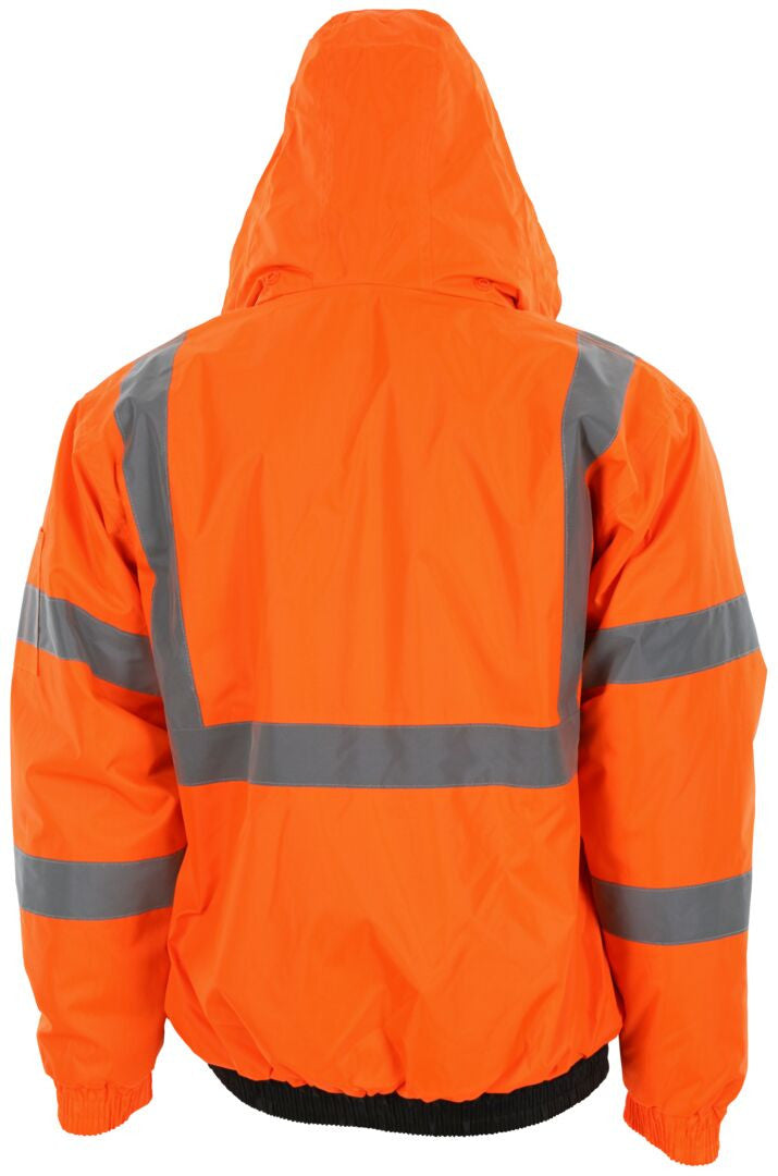 MCR Safety VBBQCL3O - Luminator® Series - Two Tone Value Bomber Jacket - Meets ANSI/ISEA 107 2020 Standards - Type R Class 3 Compliant - Quilted Rain Jacket with Silver Reflective Stripes - Quilted Liner Adds Warmth and Comfort — manufacturer image 3