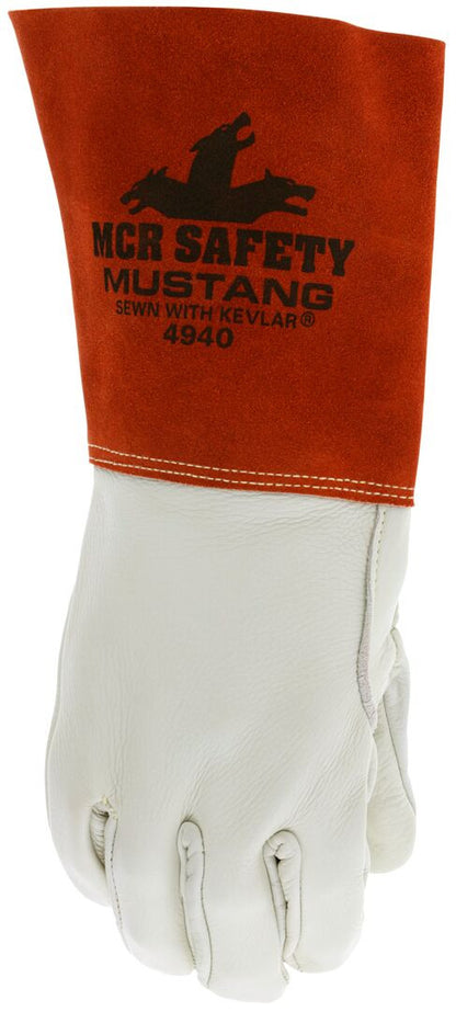 Mustang MIG/TIG Welding Gloves, Top-Grain Cowhide, Kevlar-Sewn, 5-Inch Bell Cuff
