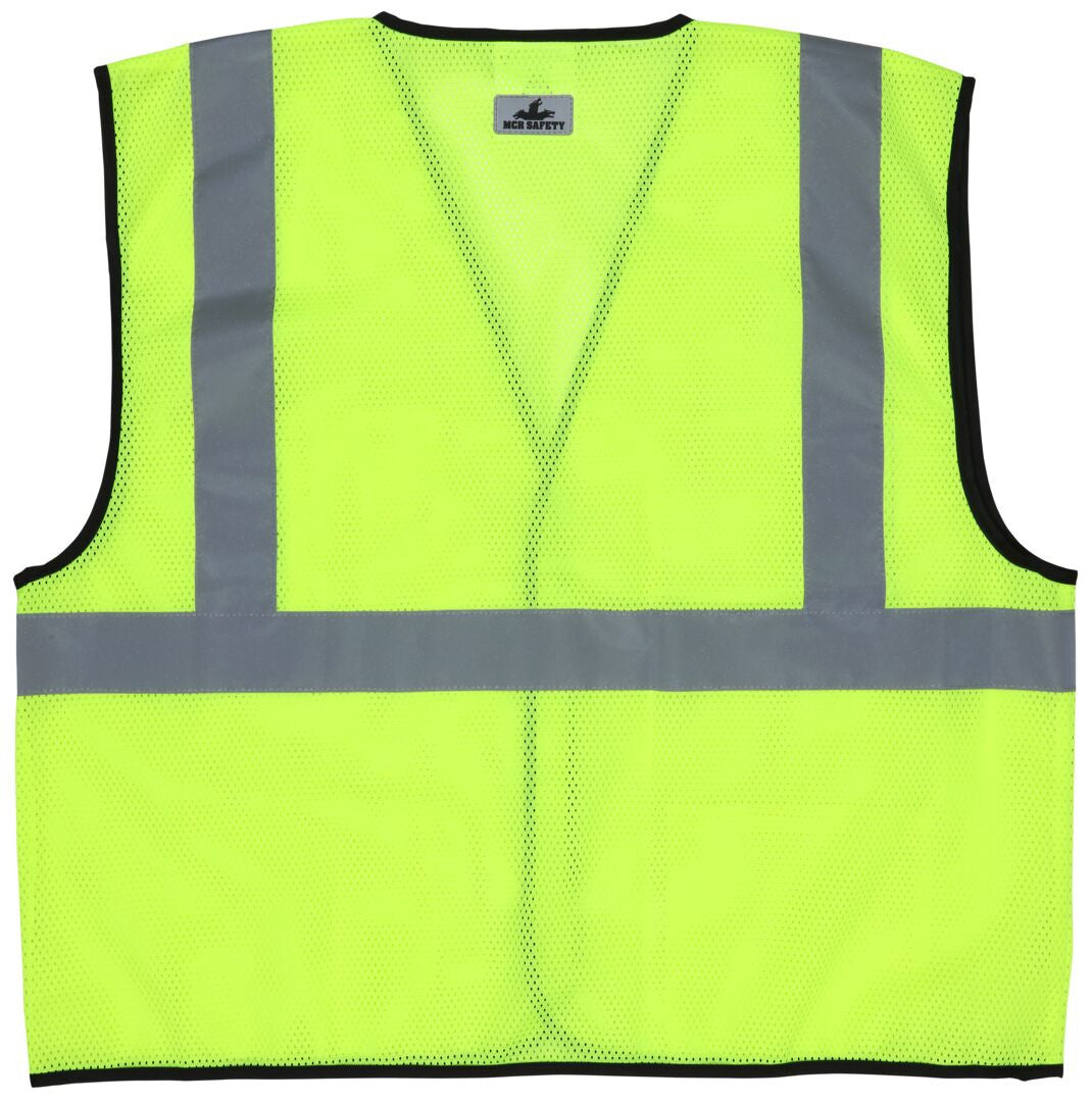 MCR Safety VCL2ML - Hi-Vis Lime Safety Vest - 2 Inch SIlver Reflective Stripes - Mesh Fabric with Hook & Loop Closure - Meets ANSI/ISEA 107 2020 Standard - Type R Class 2 Compliant - Breathable Safety Vest with Mesh Fabric — manufacturer image 3