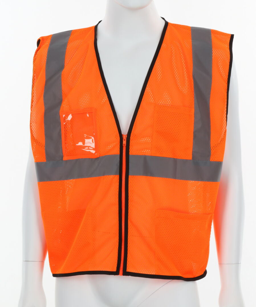 MCR Safety VCL2MOZ - Hi-Vis Orange Safety Vest - 2 Inch Silver Reflective Stripes - Zipper Front Closure - Meets ANSI/ISEA 1007 2020 Standard - Type R Class 2 Compliant - Breathable Safety Vest with Mesh Fabric — manufacturer image 2
