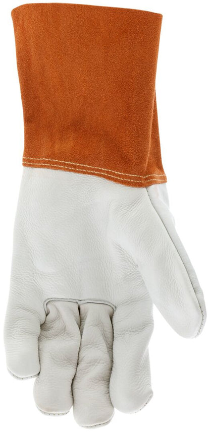 Grain Cowhide Welding Gloves, Kevlar Sewn, Russet Split Leather Cuff, Unlined