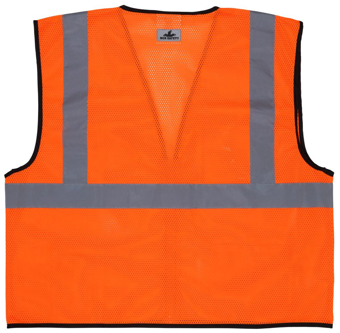 MCR Safety VCL2MOZ - Hi-Vis Orange Safety Vest - 2 Inch Silver Reflective Stripes - Zipper Front Closure - Meets ANSI/ISEA 1007 2020 Standard - Type R Class 2 Compliant - Breathable Safety Vest with Mesh Fabric — manufacturer image 3