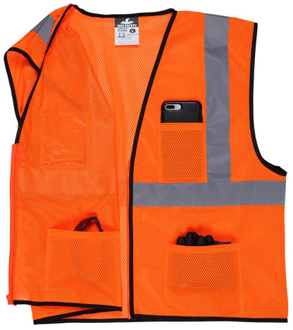 MCR Safety VCL2MOZ - Hi-Vis Orange Safety Vest - 2 Inch Silver Reflective Stripes - Zipper Front Closure - Meets ANSI/ISEA 1007 2020 Standard - Type R Class 2 Compliant - Breathable Safety Vest with Mesh Fabric — manufacturer image 4