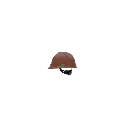 MSA V-Gard® Hard Hat Cap Style - V-Gard Slotted Cap, Brown, w/Fas-Trac III Suspension