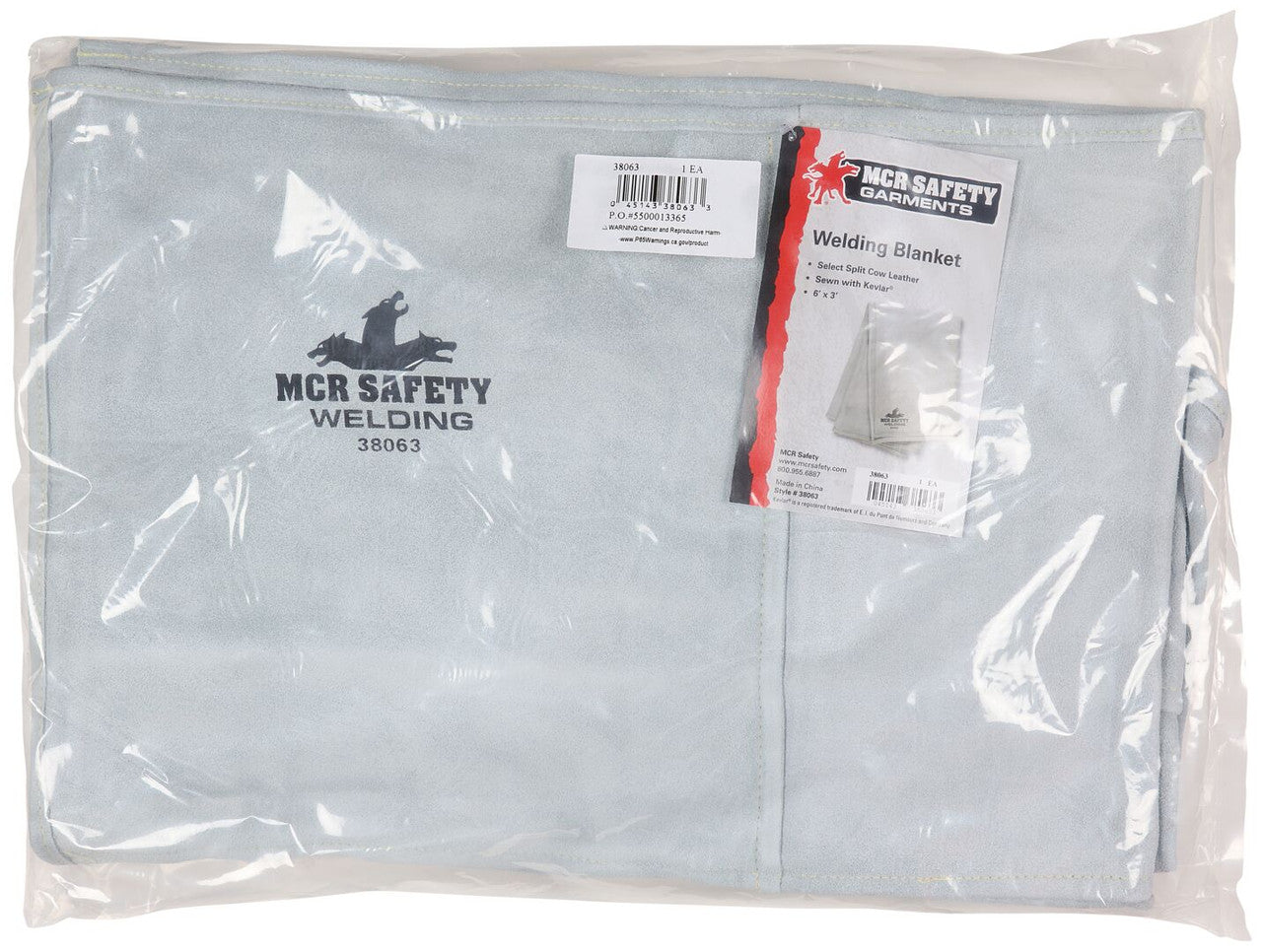 MCR Safety 38063 - Gray Sel Split Lthr 6''x3'' Welding Blankt - manufacturer product image 3