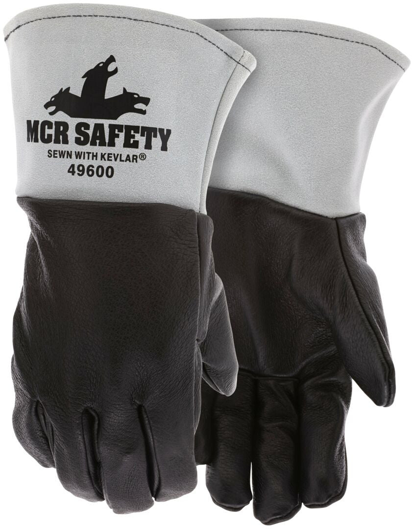 Welding Gloves, Top Grain Pigskin, Kevlar Sewn, Split Cowhide Cuff, Unlined