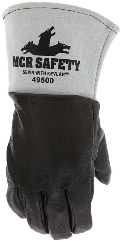 Welding Gloves, Top Grain Pigskin, Kevlar Sewn, Split Cowhide Cuff, Unlined