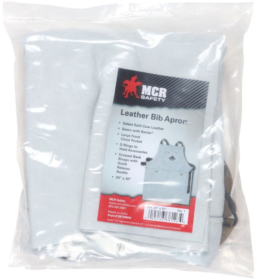 MCR Safety 38130MW - Mphs Welding Leather 24x30 Bib Apron - manufacturer product image 5