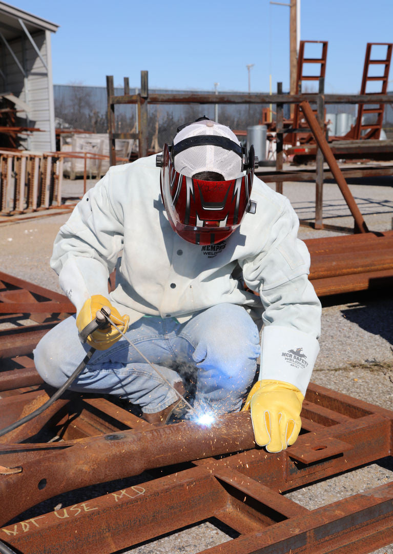 Welding Gloves, Premium Gold Grain Elkskin, Kevlar Sewn, Foam-Lined Gauntlet