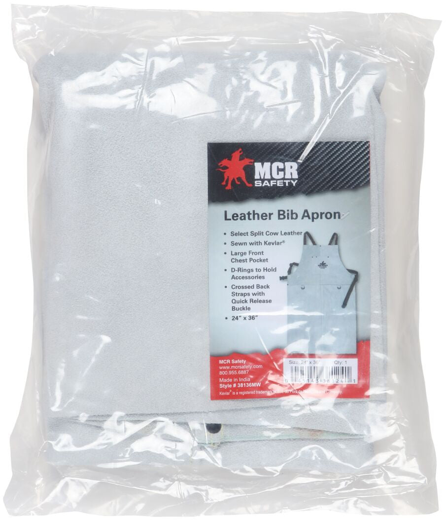 MCR Safety 38136MW - Mphs Welding Leather 24x36 Bib Apron - manufacturer product image 5