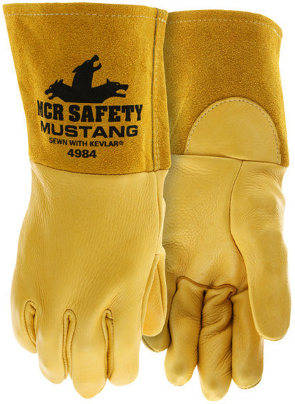 Mustang Welding Gloves, Premium A-Grade Deerskin, Kevlar Sewn, Gauntlet Cuff