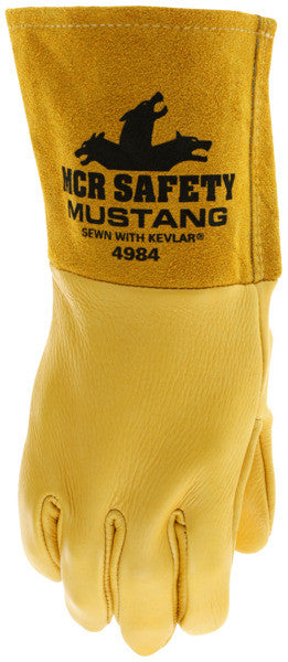 Mustang Welding Gloves, Premium A-Grade Deerskin, Kevlar Sewn, Gauntlet Cuff