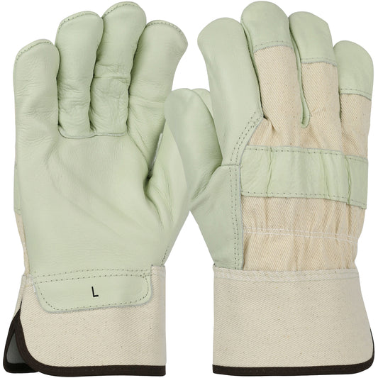 PIP 5000 – Premium Grade Top Grain Cowhide Leather Palm Glove with Canvas Back - Rubberized Safety Cuff