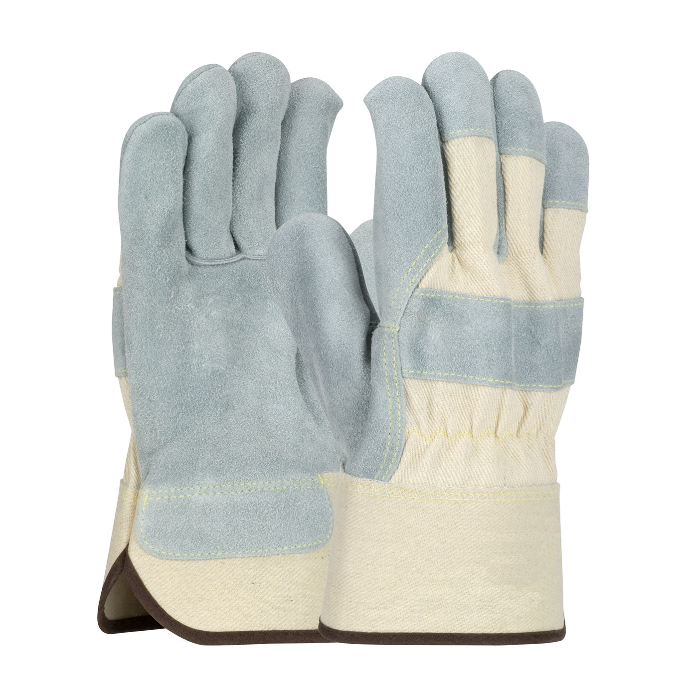 PIP 500DC – Superior Grade Split Cowhide Leather Palm Glove with Canvas Back - Washable Duck Safety Cuff
