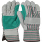 PIP 500DP – Regular Grade Split Cowhide Leather Double Palm Glove with Fabric Back - Rubberized Safety Cuff