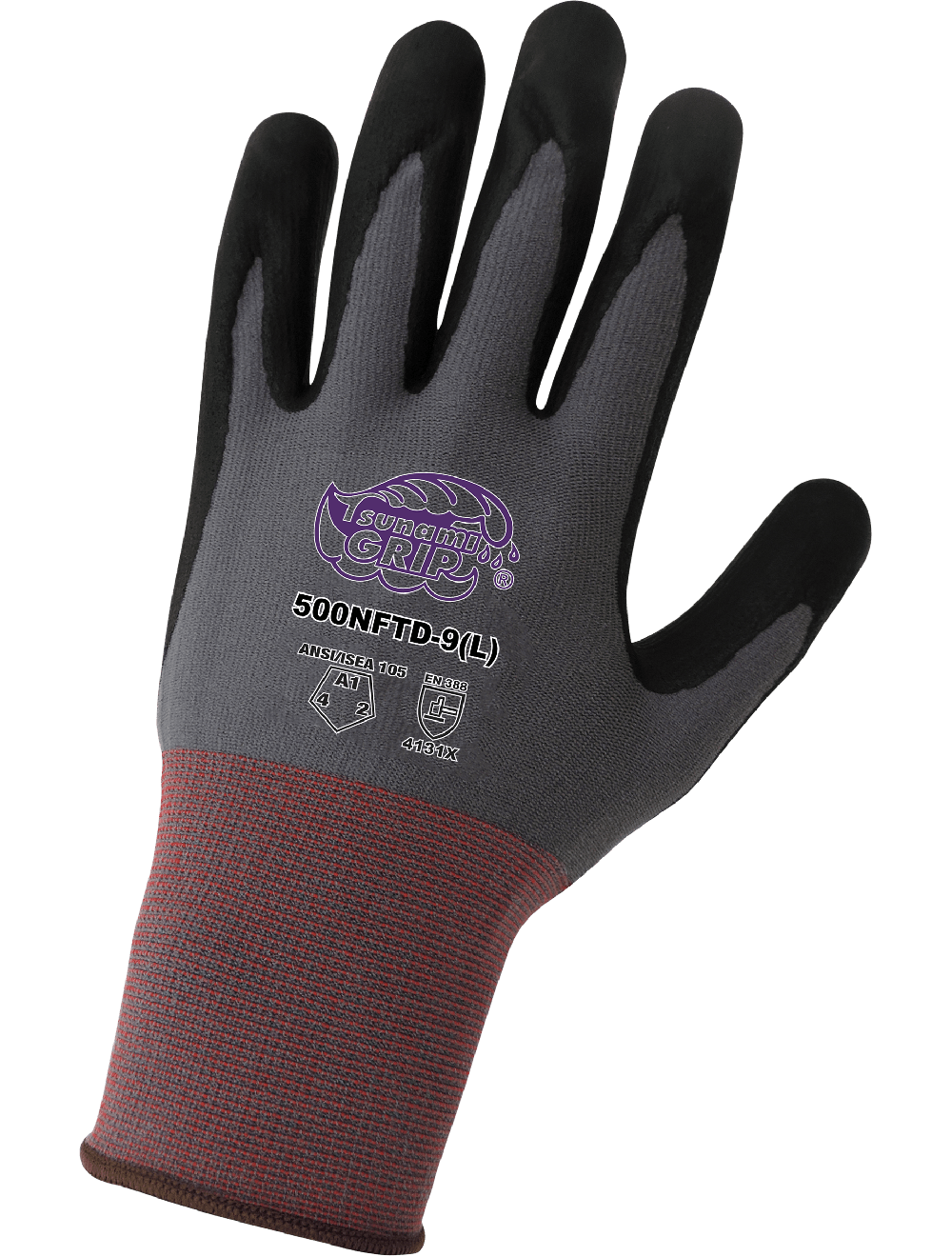Tsunami Grip® Lightweight Dotted New Foam Technology Coated Nylon/Spandex Gloves with Cut, Abrasion, and Puncture Resistance - 500NFTD