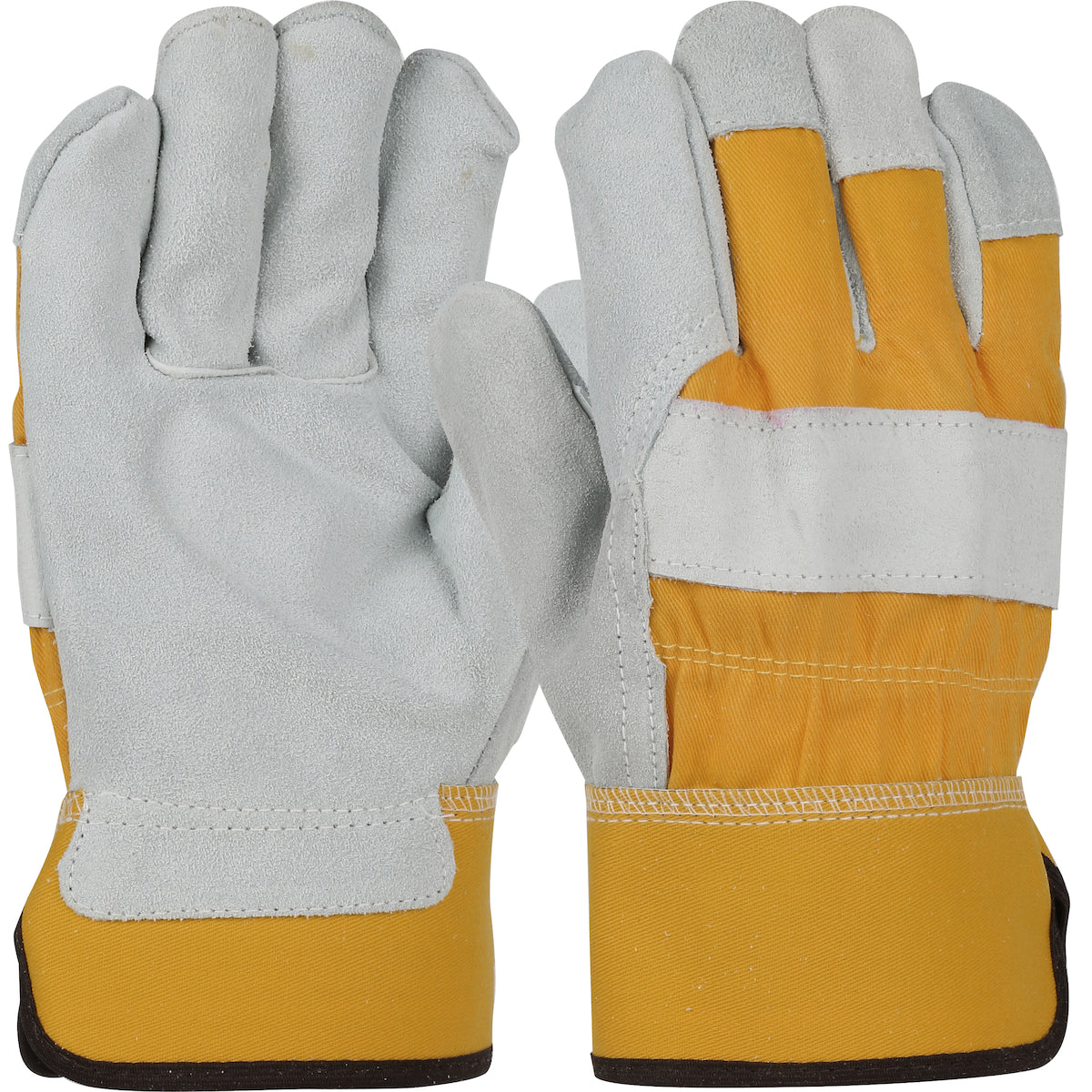 PIP 500Y – Superior Grade Split Cowhide Leather Palm Glove with Canvas Back - Rubberized Safety Cuff