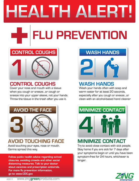 ZING Health Alert Flu Prevention Poster 22'X16' - official Zing product image 1