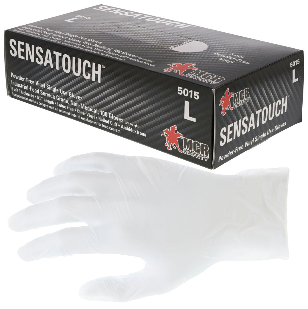 SensaTouch Disposable Vinyl Gloves, Industrial Food Service Grade, Powder Free
