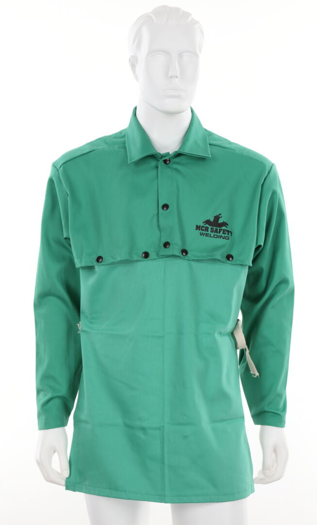 MCR Safety 39120 - F/R Green Cotton Welding Bib 20" LONG - manufacturer product image 2