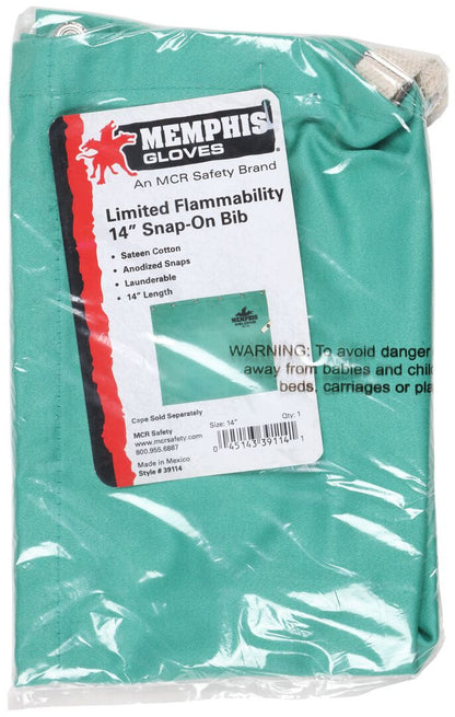 MCR Safety 39114 - F/R Green Cotton Welding Bib 14" Long - manufacturer product image 3